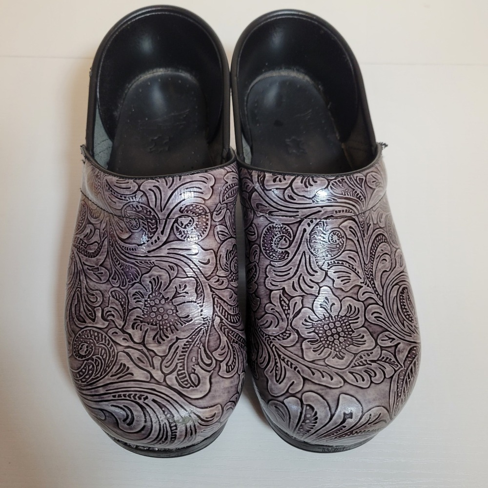 Dansko Black and Gray Patterned Mules